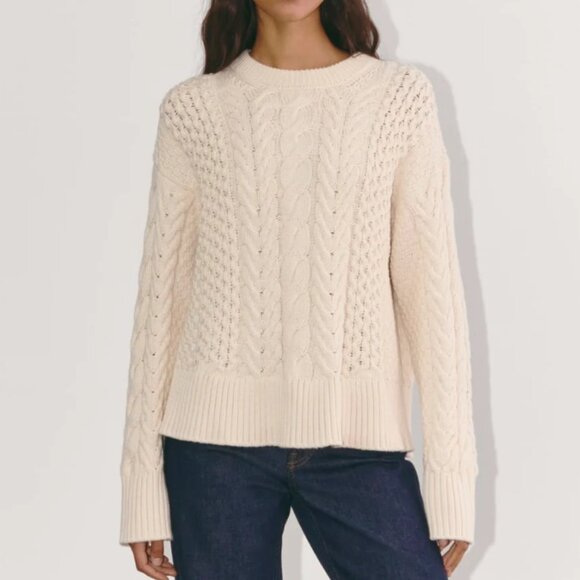 Everlane Sweaters - ☁️ Everlane Organic Cotton Cable Crew Sweater – Canvas, Size Large (GUC)